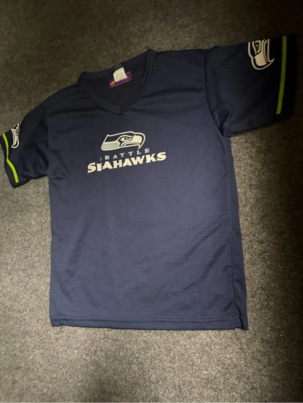Vintage Seattle Seahawks Youth Navy Short Sleeve Jersey